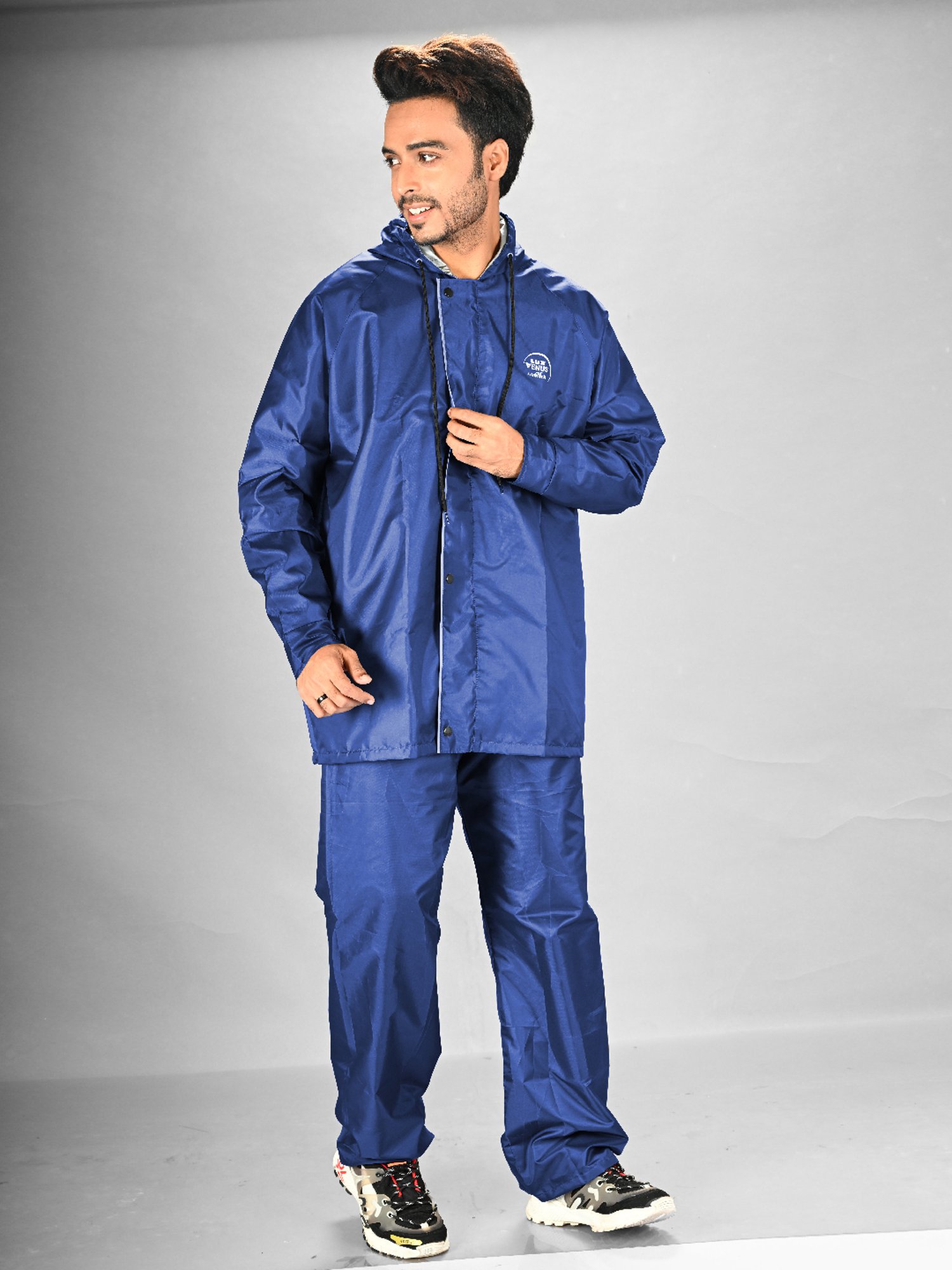 Lux Venus Blue & Silver Reversible Raincoat Set