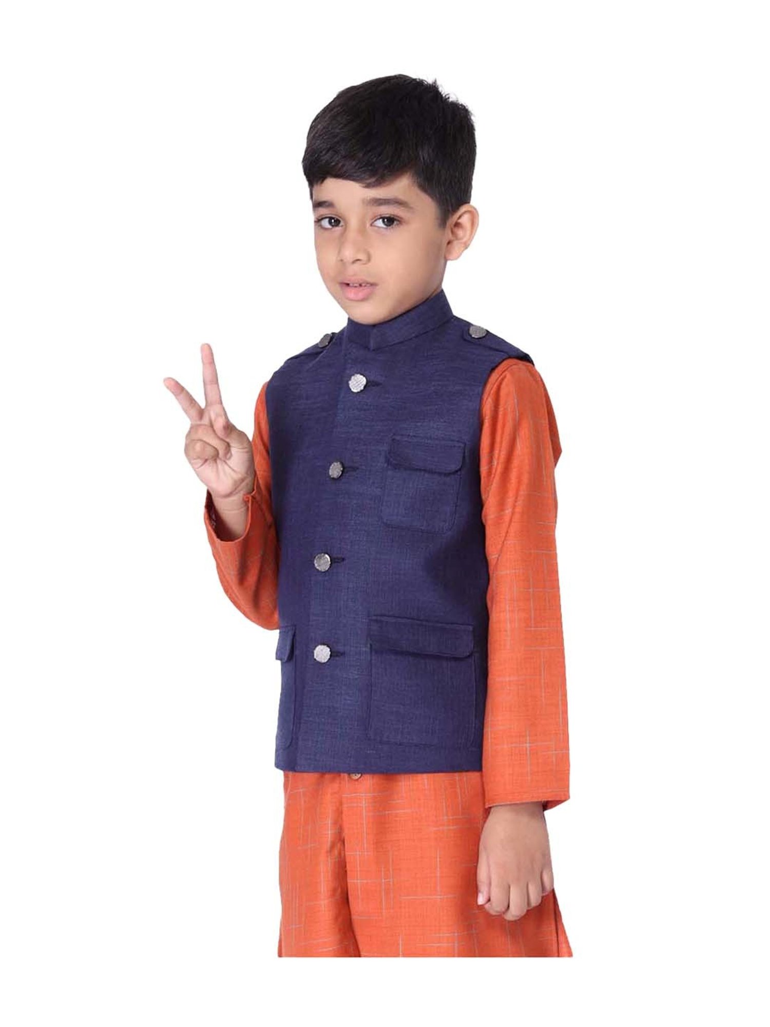 TABARD Kids Blue Regular Fit Nehru Jacket