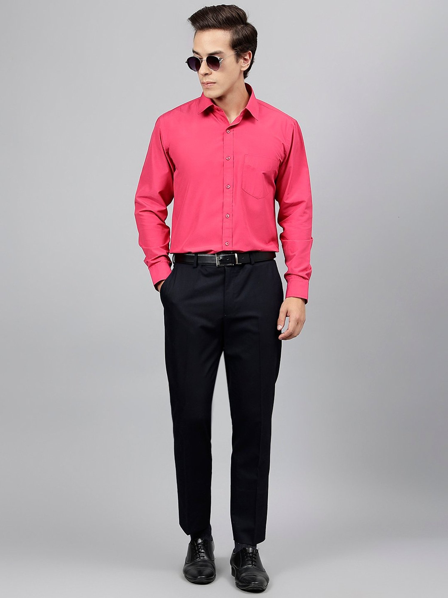 English Navy Magenta Slim Fit Shirt