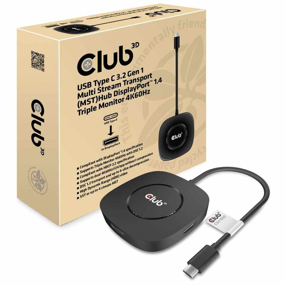 Club 3d - CSV-1550 - Club 3D CSV-1550 Signal Splitter - 3840 2160 - DisplayPort - USB
