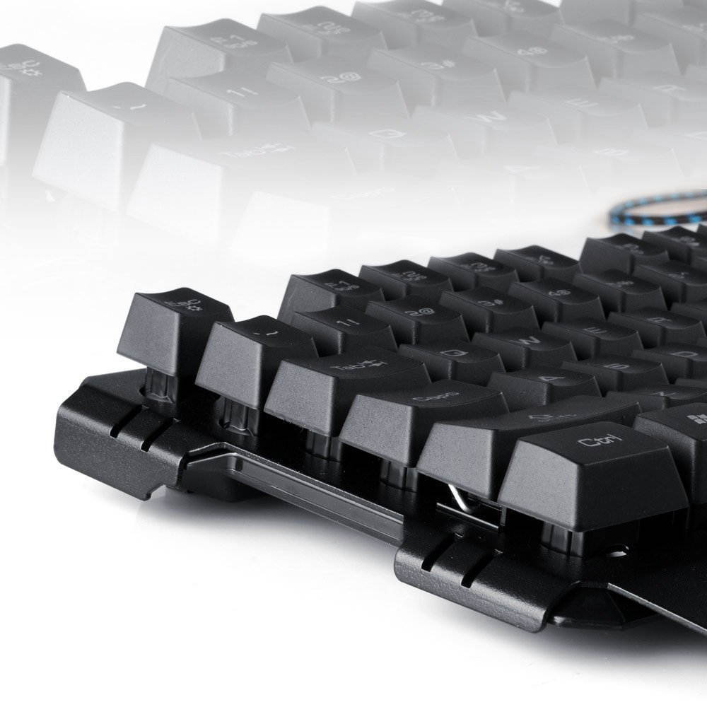 MK1 PC Mechanical Gaming Keyboards - Red LED Backlit Mechanical Keyboard - USB Mechanical Computer Keyboard Wired Blue Switches for MAC/PC Gamers(Black)