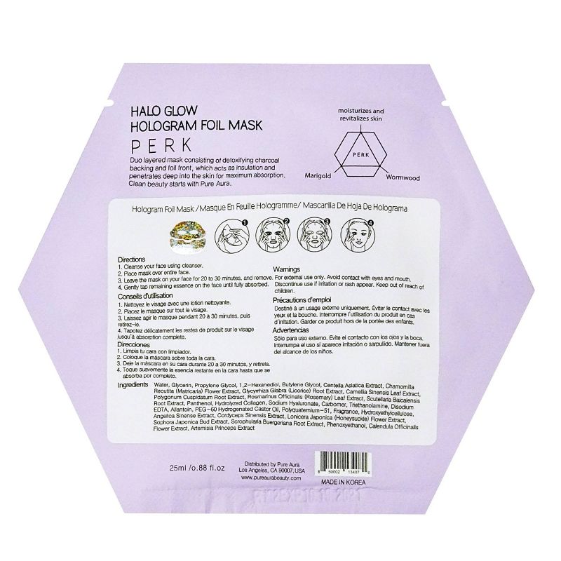 Pure Aura Halo Glow Hologram Foil Mask - 0.88 fl oz