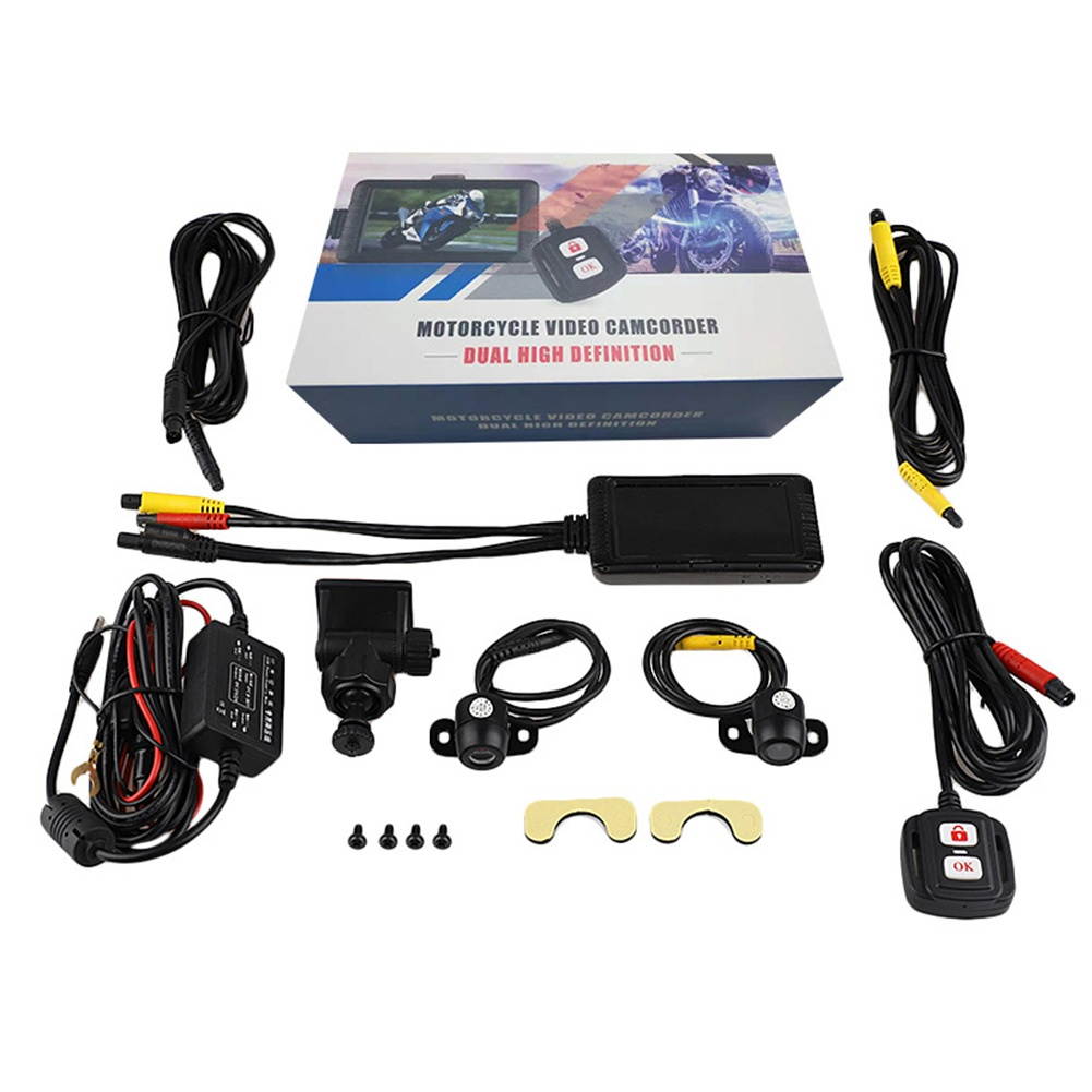 3" Motorcycle Waterproof Driving Recorder Front Rear HD 1080P Night Vision