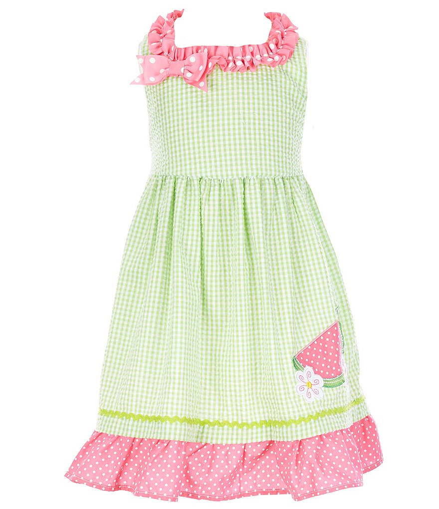 Rare Editions Little Girls 2T-6X Watermelon Seersucker Fit-And-Flare Dress