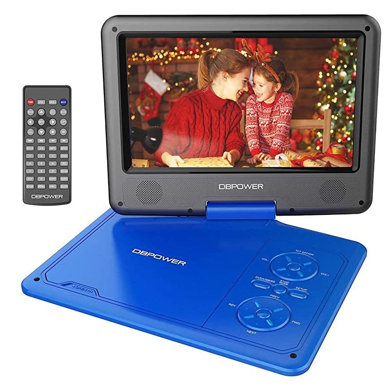 11.5" Portable DVD Player, 5-Hour Built-in Rechargeable Battery, with 9" Swivel Screen, Support CD/DVD/SD Card/USB, with Remote control, 1.8M Car Charger and Power Adaptor (Blue)