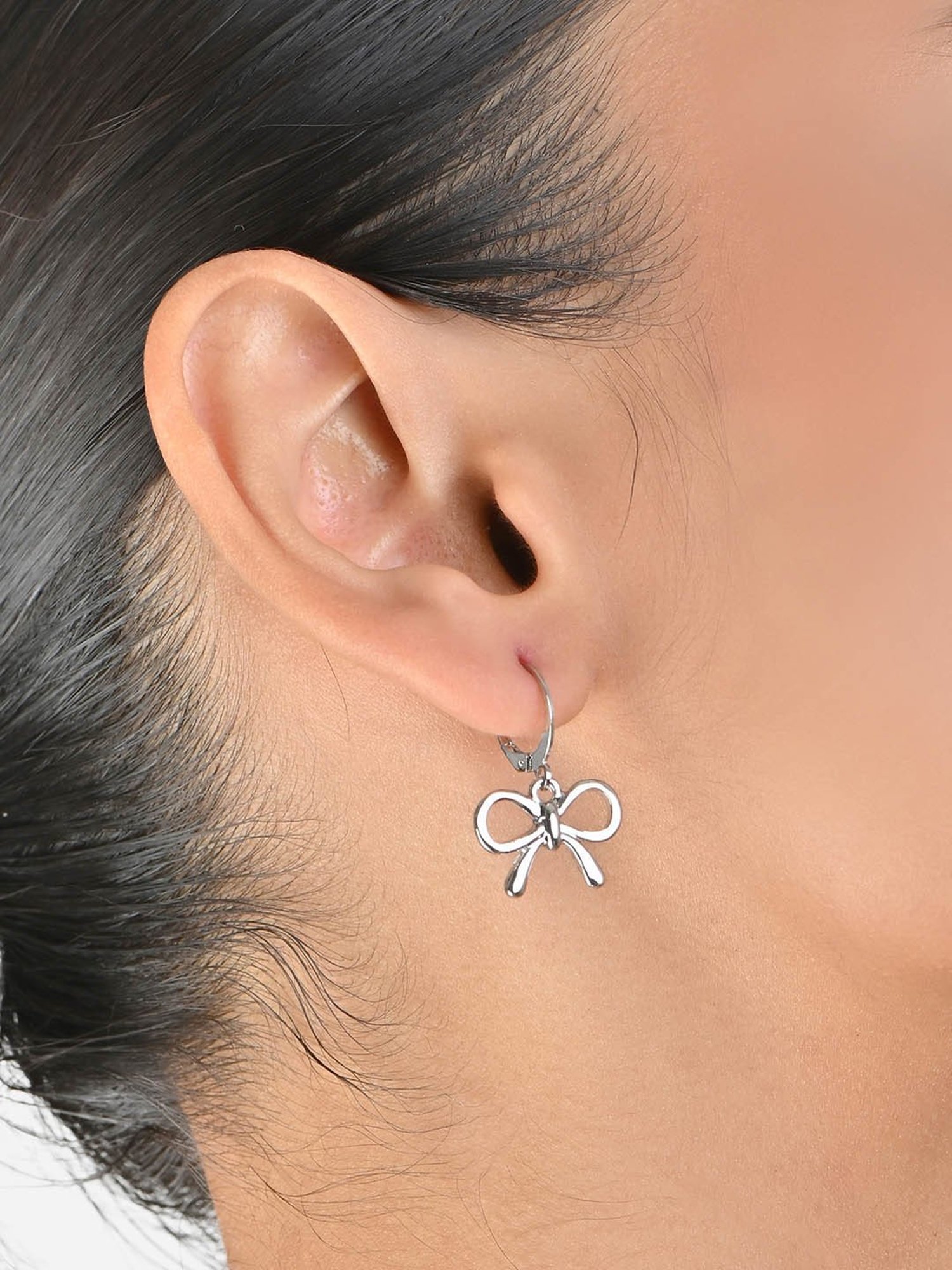 ToniQ Silver Stud & Hoop Earring for Women - Set of 9