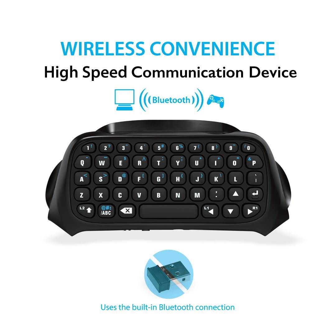Gamers Digital Mini Bluetooth Keyboard Chatpad for Playstation 4 - Black PS4