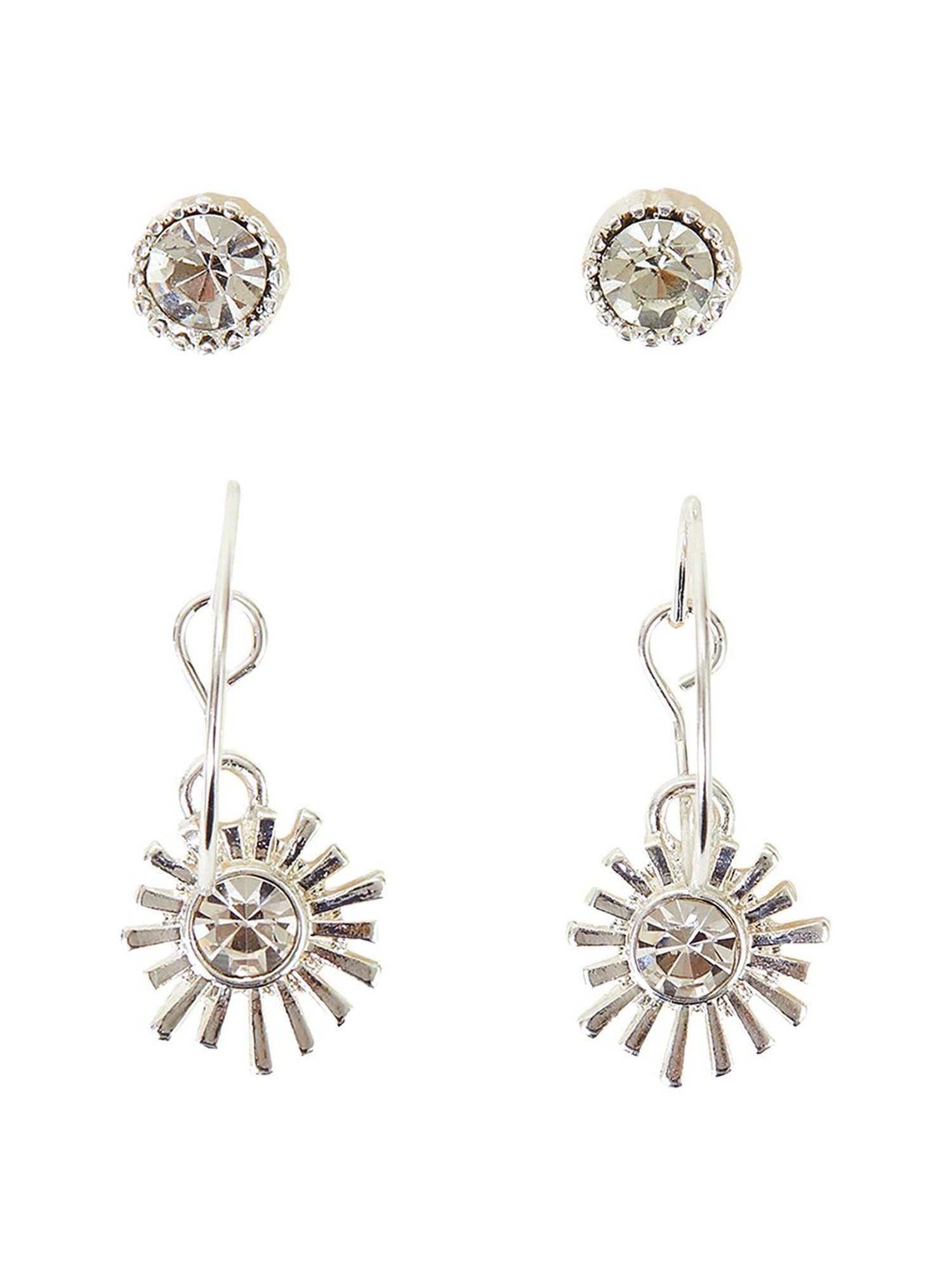 Accessorize London Starburst Hoop & Stud Earrings - Set of 2