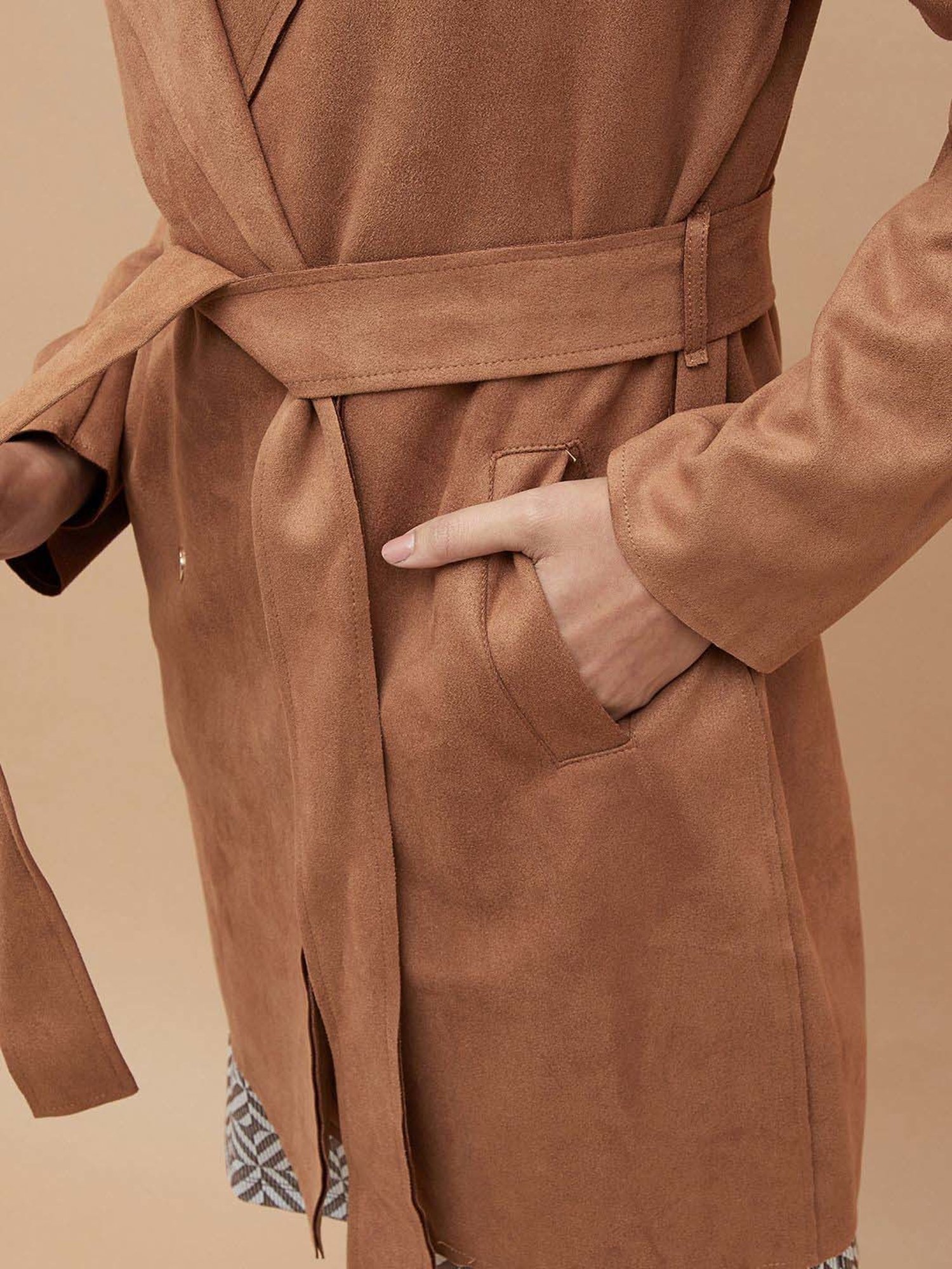 Code by Lifestyle Tan Regular Fit Long Jacket