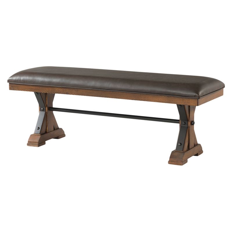 Taos Dining Bench with Faux Leather seat Brown - Intercon