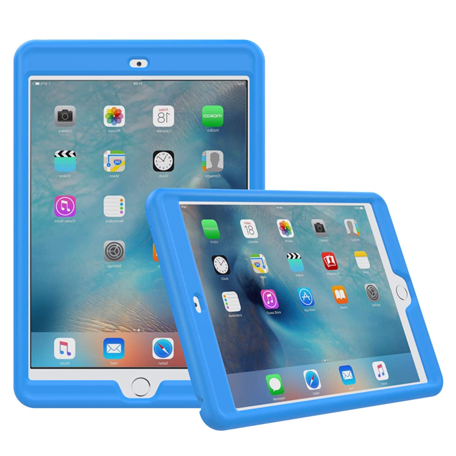MoKo Case Fit iPad Mini 3/2/1- Light Weight Shock Proof Soft Silicone Back Cover [Kids Friendly] Fit Apple iPad Mini 1 (2012), iPad Mini 2 (2013), iPad Mini 3 (2014), Blue