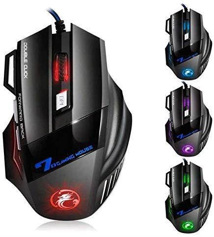 EVESKY LFJNET Fashion Professional Wired Gaming Mouse 7 Button 5500 DPI LED Optical USB Computer Mouse Game Mouse Silent Mause for PC Black