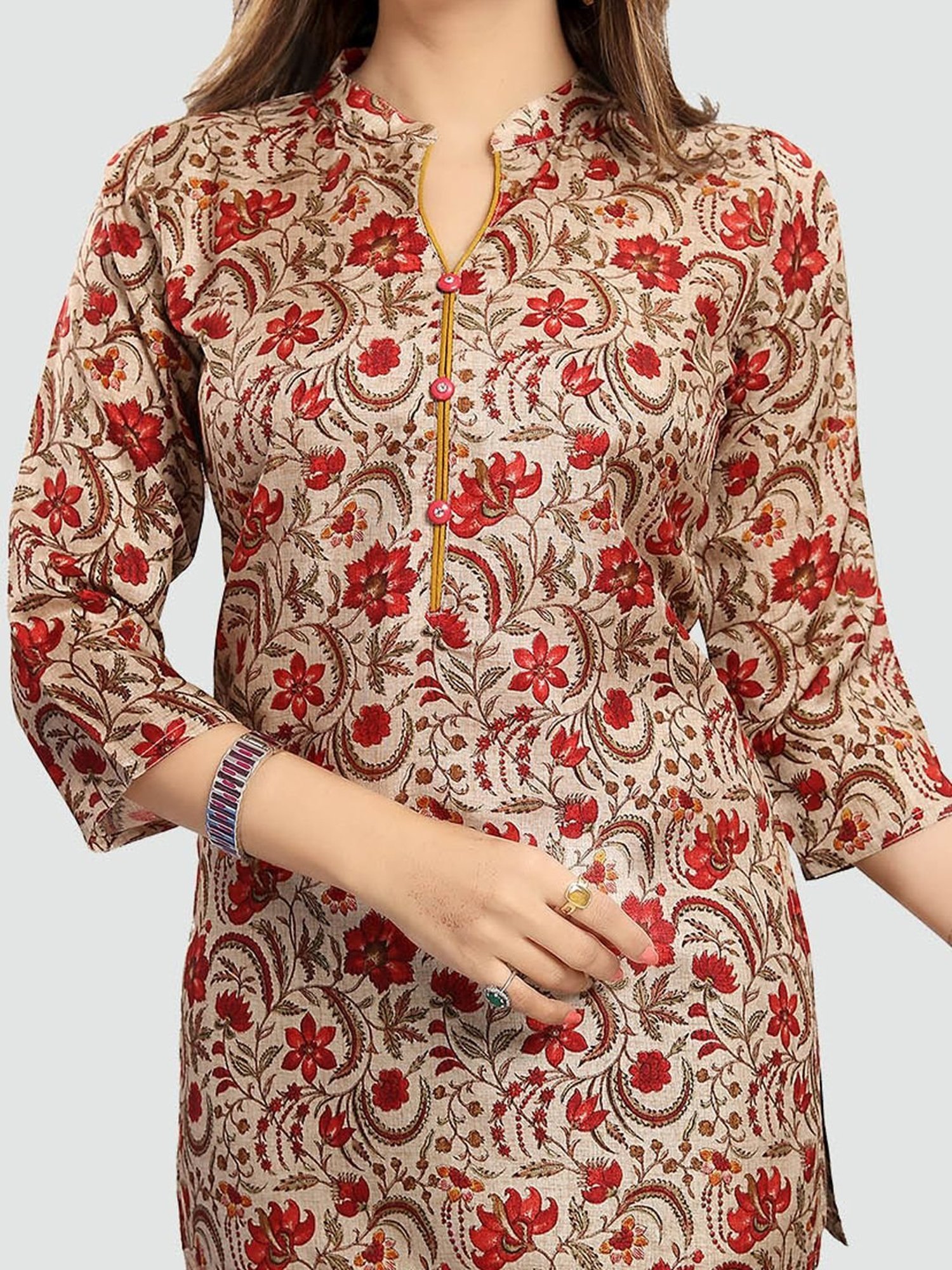 Saree Swarg Beige Printed Tunic