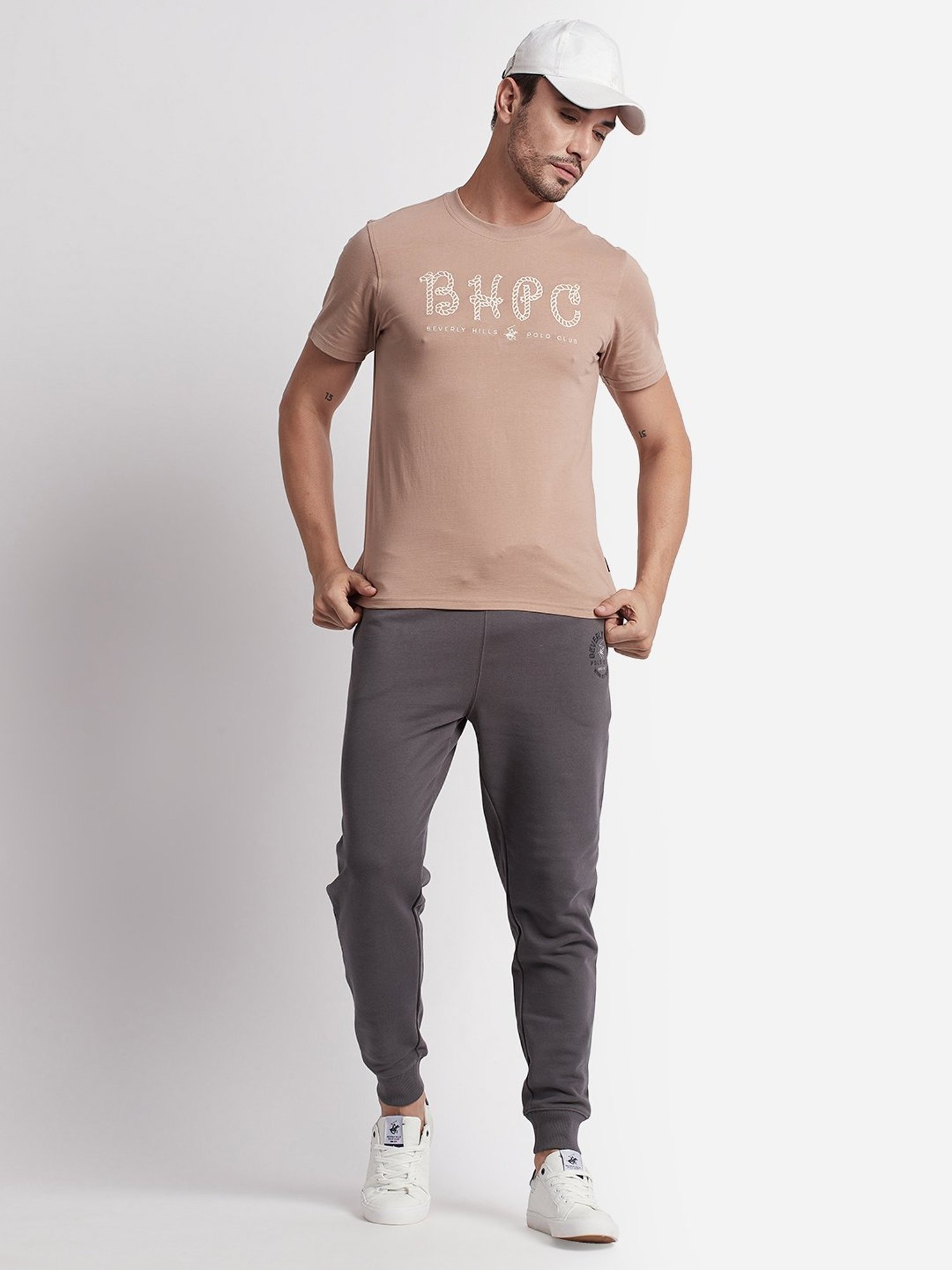 Beverly Hills Polo Club Brown Regular Fit Pure Cotton Crew T-Shirt