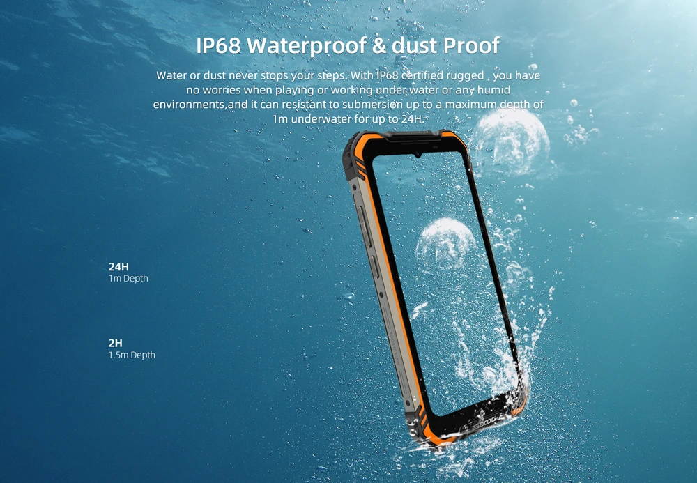 DOOGEE S58 Pro Global Version 5.71 inch IP68/IP69K Waterproof NFC 5180mAh Android 10 16MP AI Triple Rear Camera 6GB 64GB Helio P22 4G Smartphone