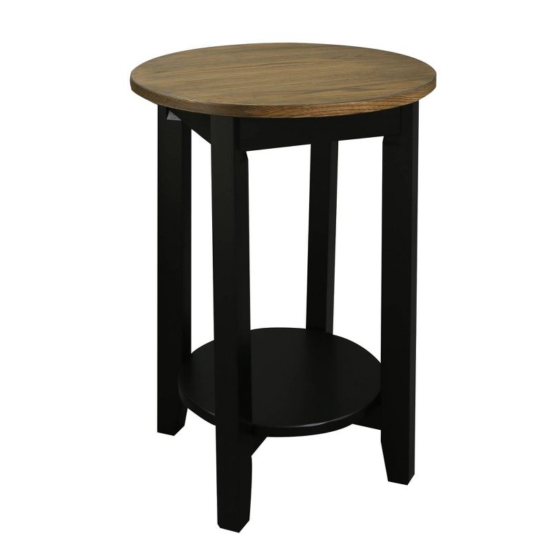 American Oak Top Round End Table Forest Gray/Black - Flora Home