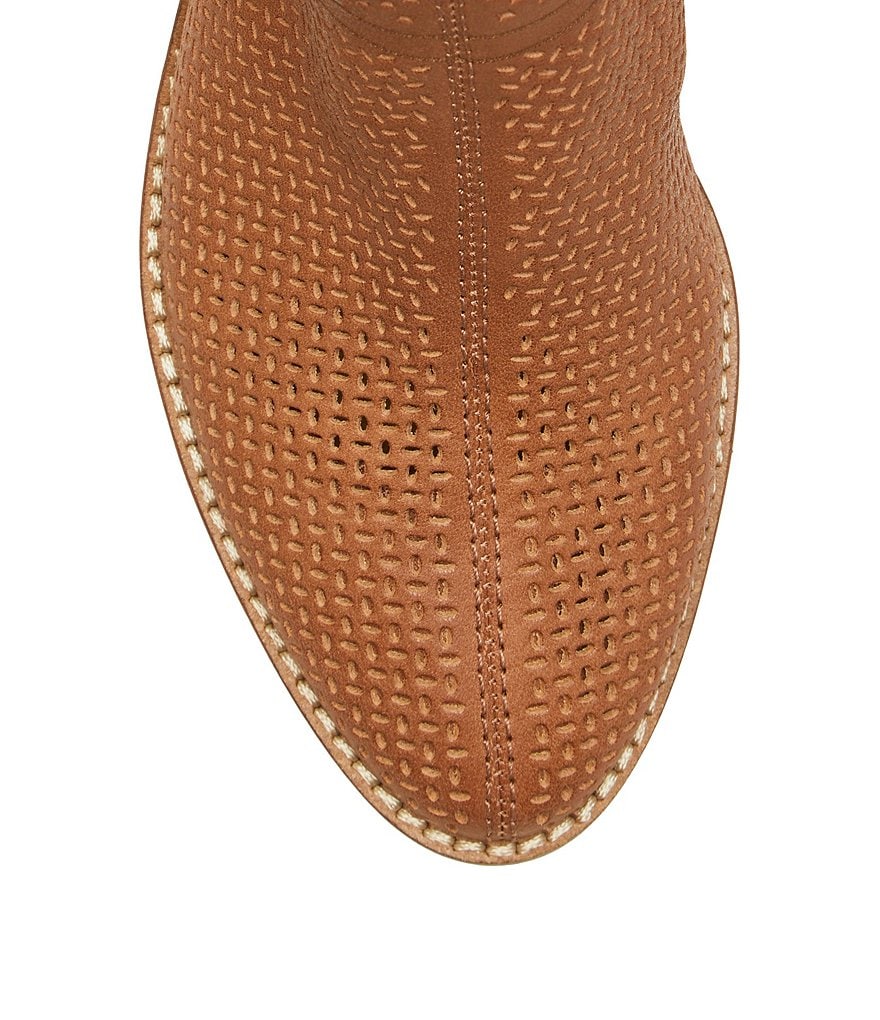 Lucky Brand Feyan Perforated Leather Block Heel Booties