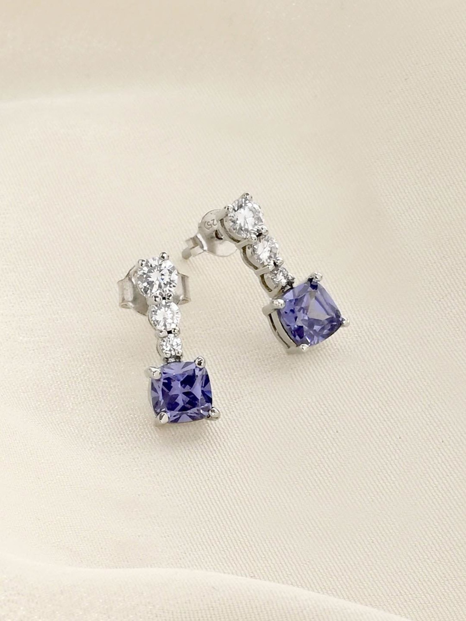March by FableStreet Sterling Silver Tanzanite Drop Earrings for Women