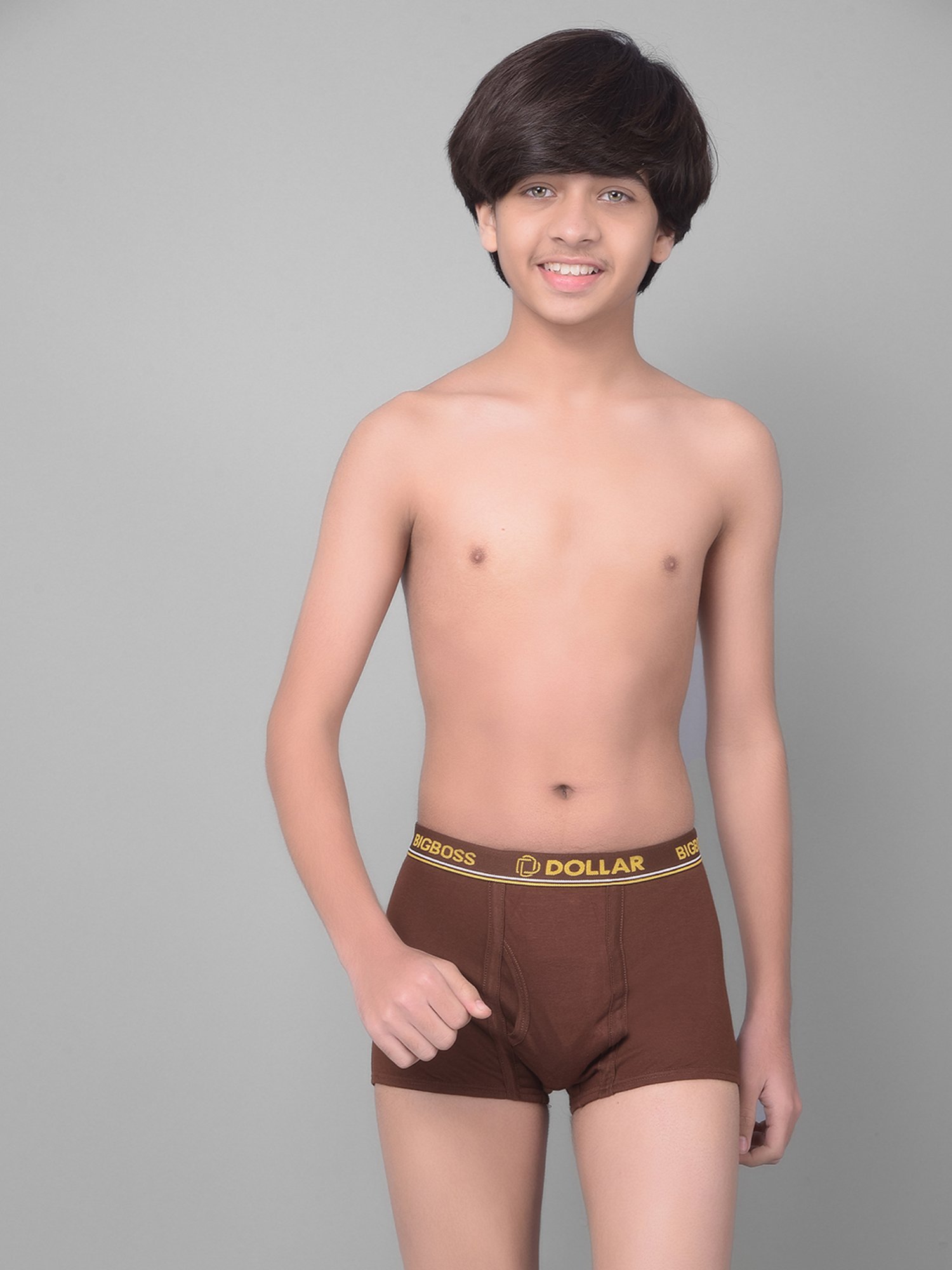 Frenchie Kids Pink & Grey Solid Briefs (Pack Of 2)