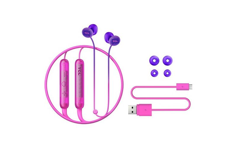 TCL Sunrise Purple Wireless In-ear Bluetooth Headphones with Mic - SOCL300BTPP - Stereo - Wireless - Bluetooth - 32.8 ft - 28 Ohm - 10 Hz - 23 kHz