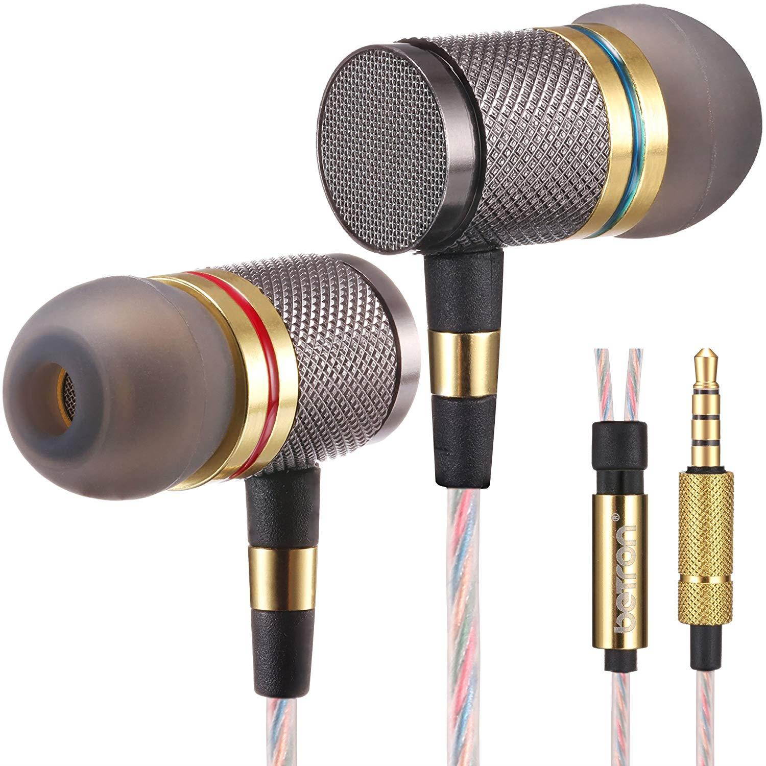 Betron YSM1000 Headphones, Earbuds, High Definition, in-Ear, Noise Isolating, Heavy Deep Bass for iPhone, iPod, iPad, MP3 Players, Samsung Galaxy, Nokia, HTC, etc (Gold Without Mic)