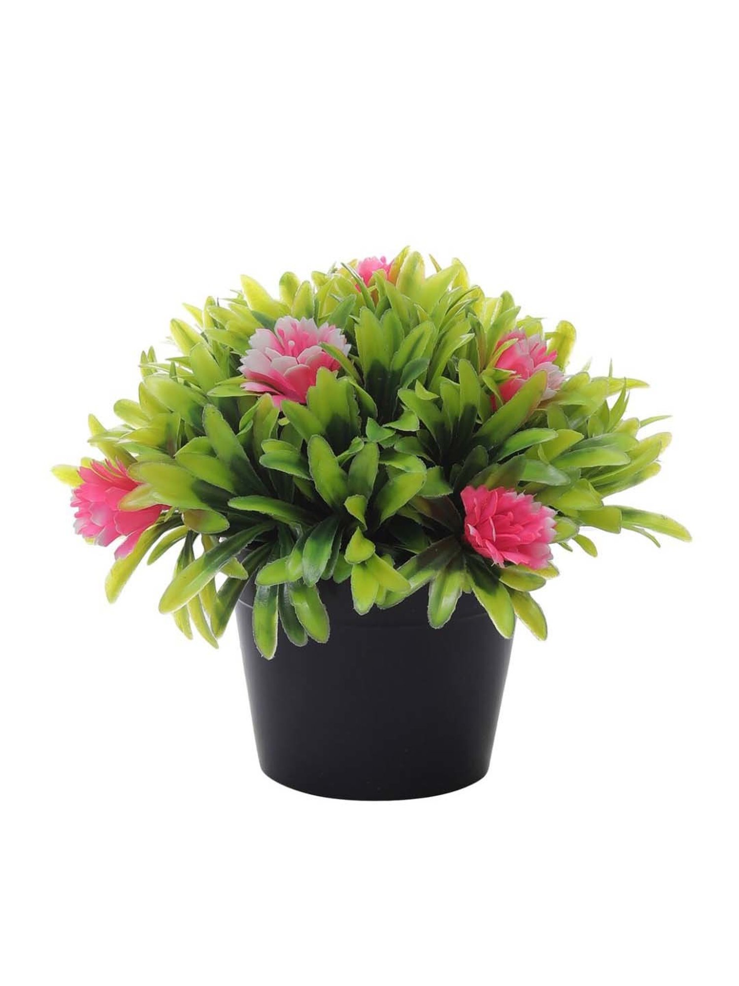Foliyaj Pink & Yellow Plastic Artificial Plants With Big Flowers - Set of 2