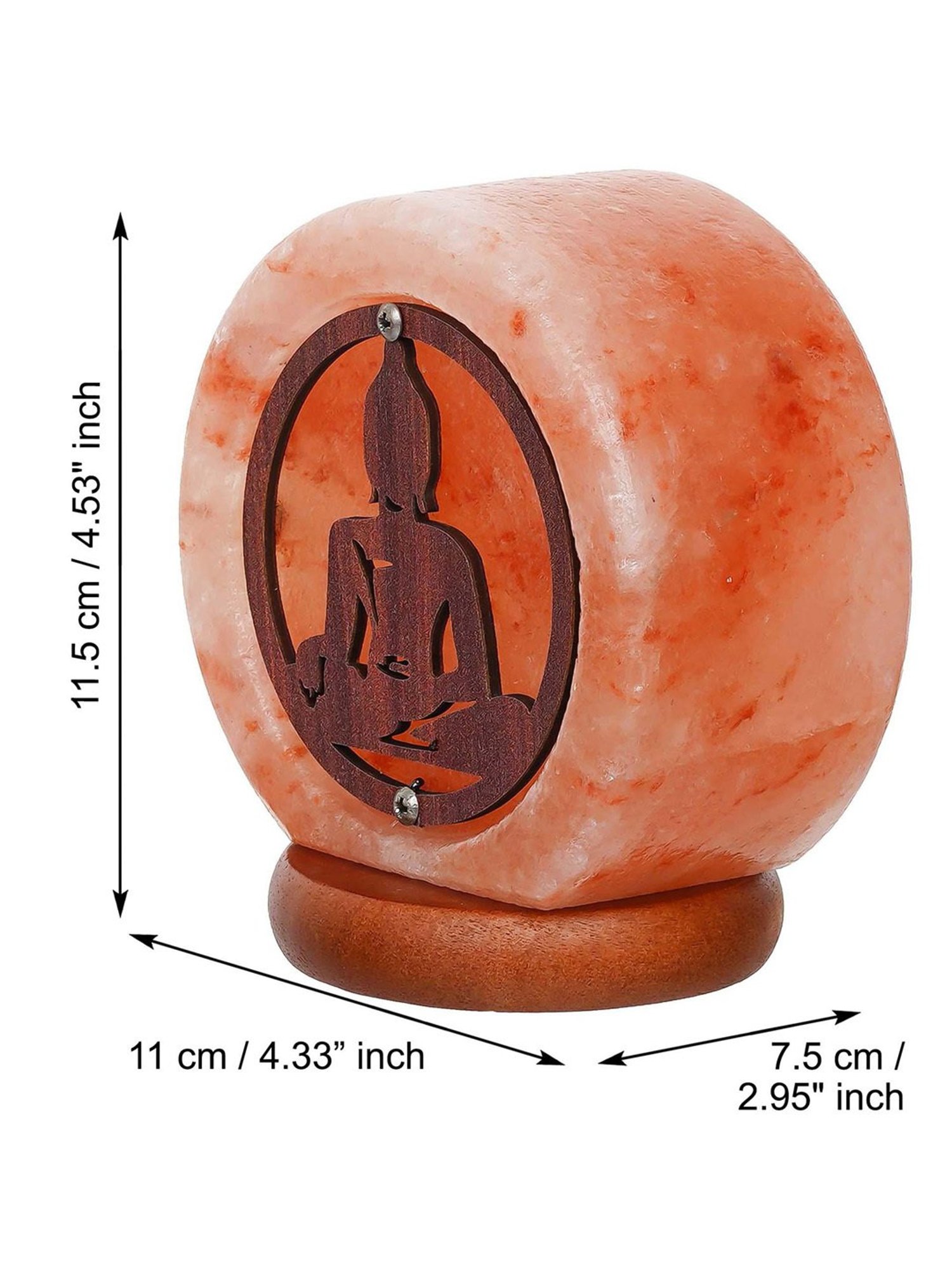 eCraftIndia Meditating Lord Buddha Decorative Himalayan Salt Lamp with Wooden Base