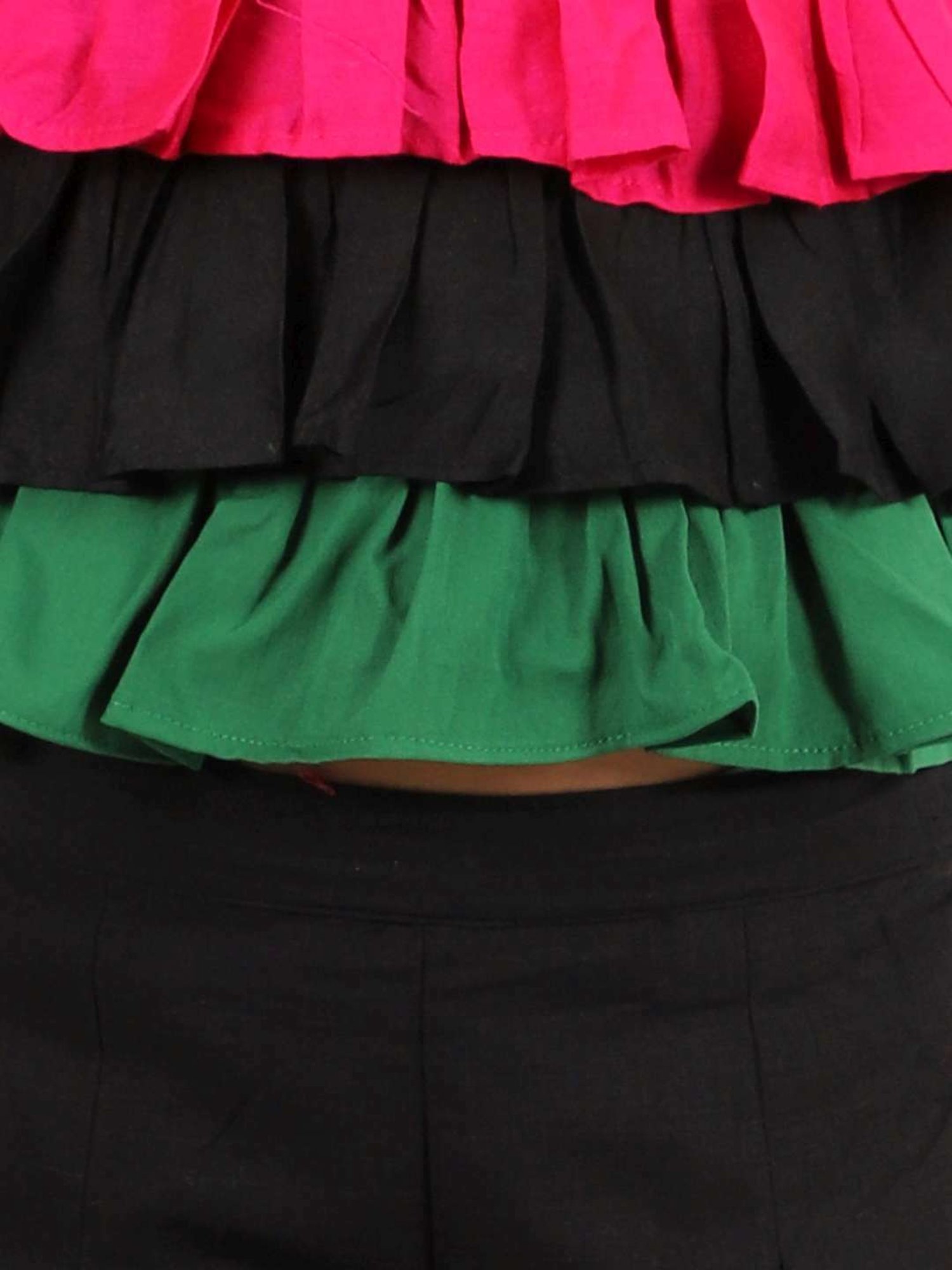 TWISHA Kids Black & Pink Color Block Top Set