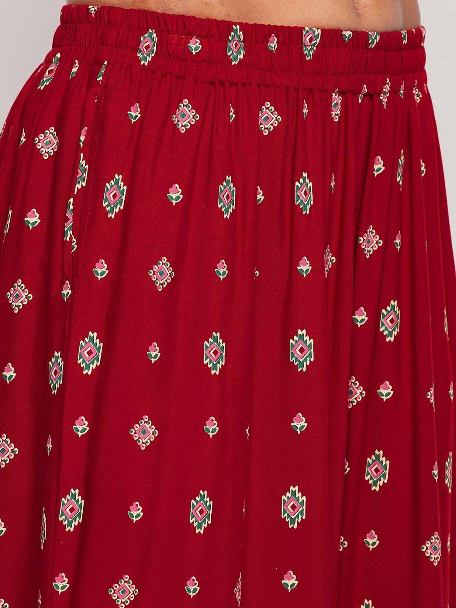 Castle Maroon Printed Palazzos