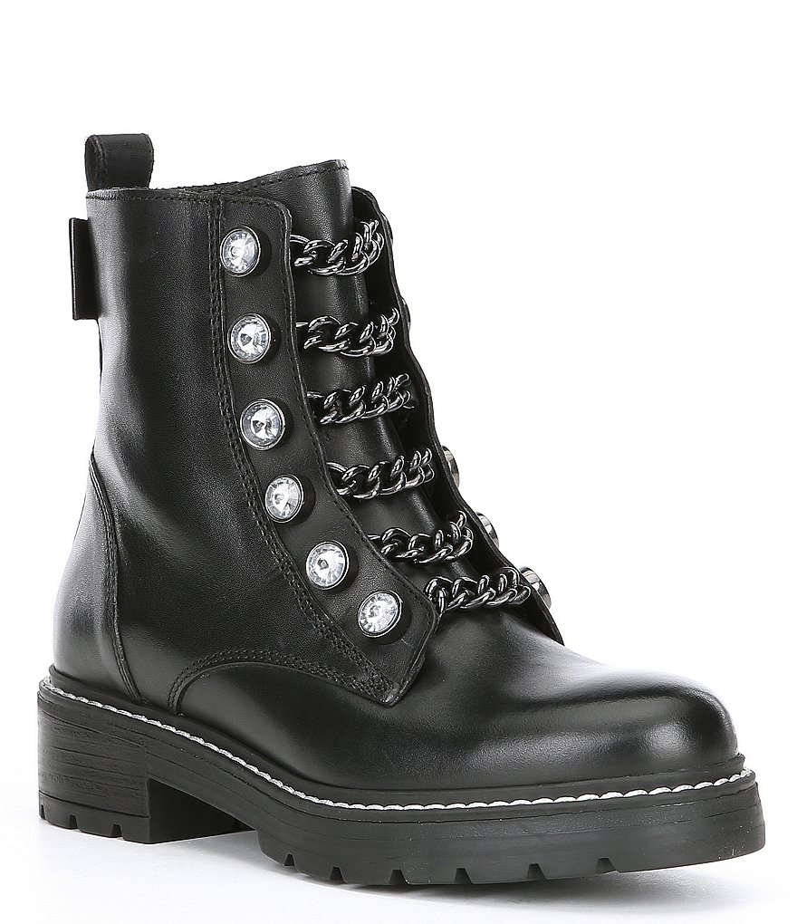 Kurt Geiger London Bax Leather Moto Block Heel Booties