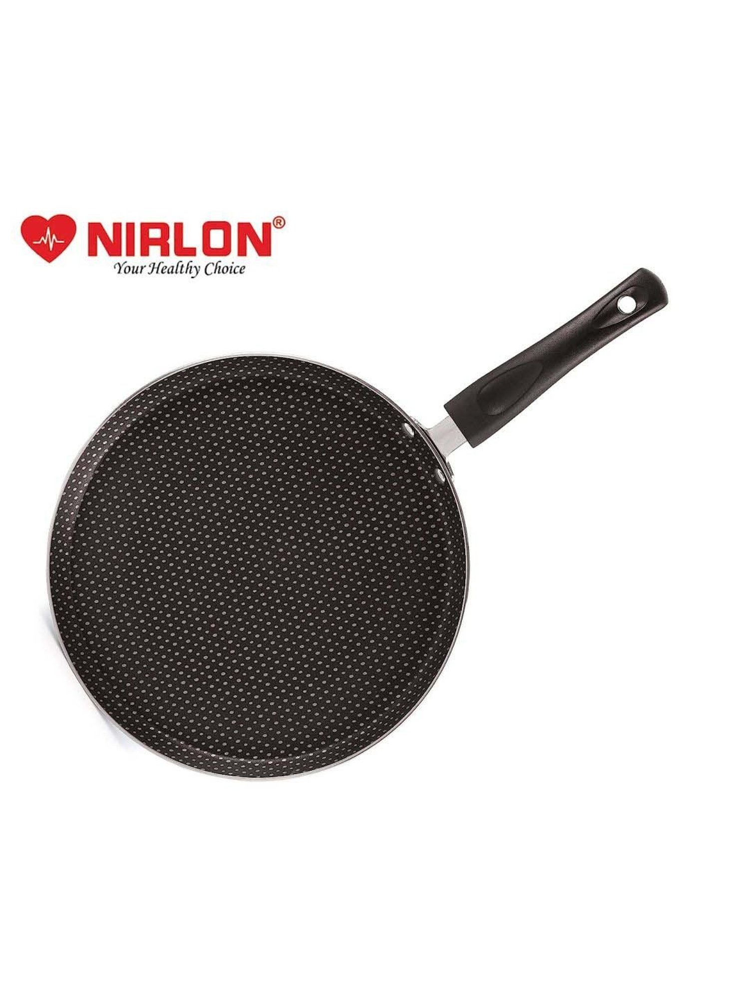 Nirlon Polka Dot Black Aluminium 26 cm Gas Non-Stick Flat Tawa (0.5 L)