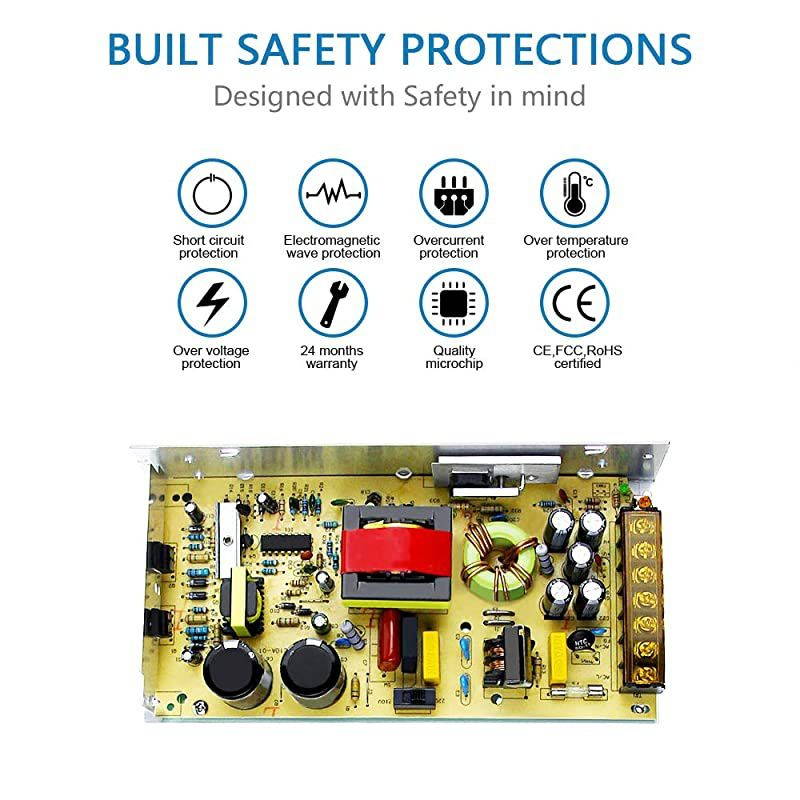 5V Power Supply 30A 150W ACDC Converter Adapter 110V 220V AC to DC 5 Volt 30 Amp Transformer LED Driver for WS2812B WS2811 WS2801 WS2813 SK6812 LED Pixel Strip Light Router CCTV Camera