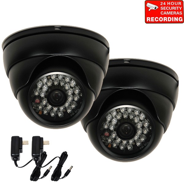 VideoSecu 2 Pack Weatherproof Indoor Outdoor IR Day Night Vision Security Camera Infrared Built- in1/3 inch SONY Effio CCD 3.6mm Wide Angle View w/ 2 Power Supply for CCTV Surveillance DVR System A38