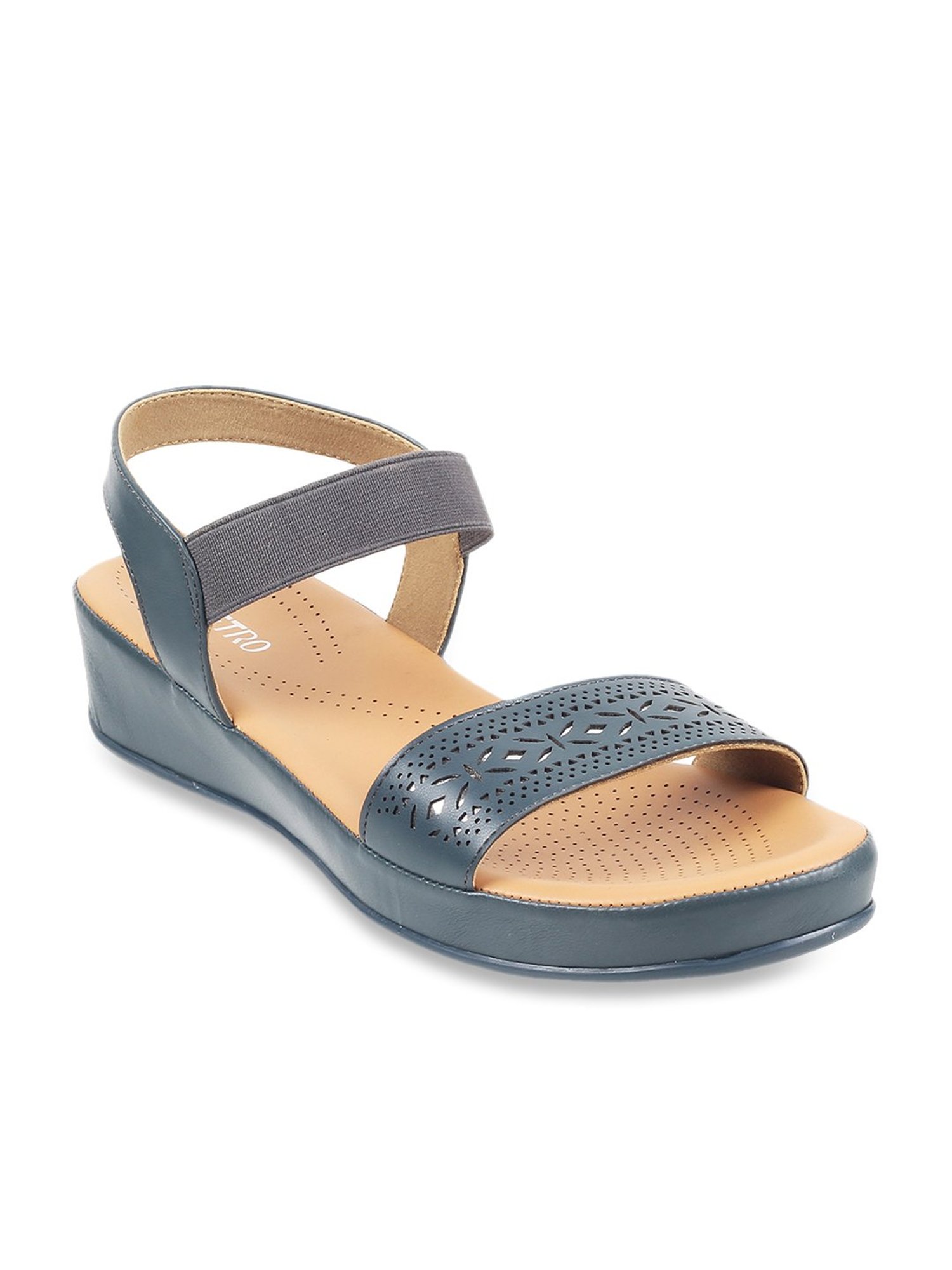 Metro Women's Blue Ankle Strap Wedges