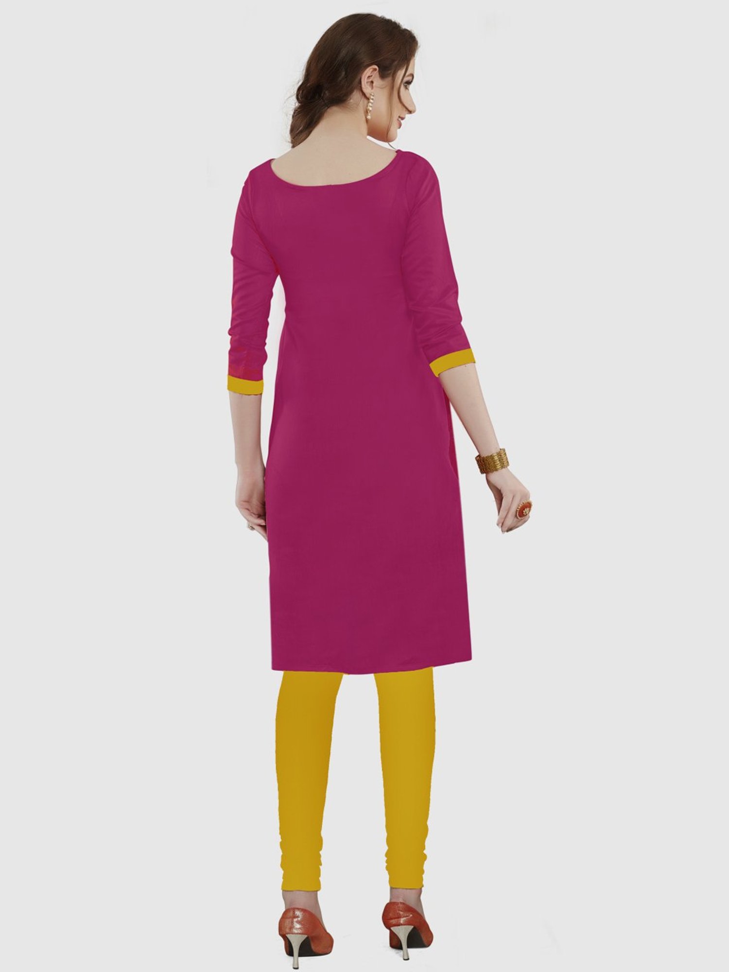 APNISHA Pink & Yellow Embroidered Unstitched Dress Material