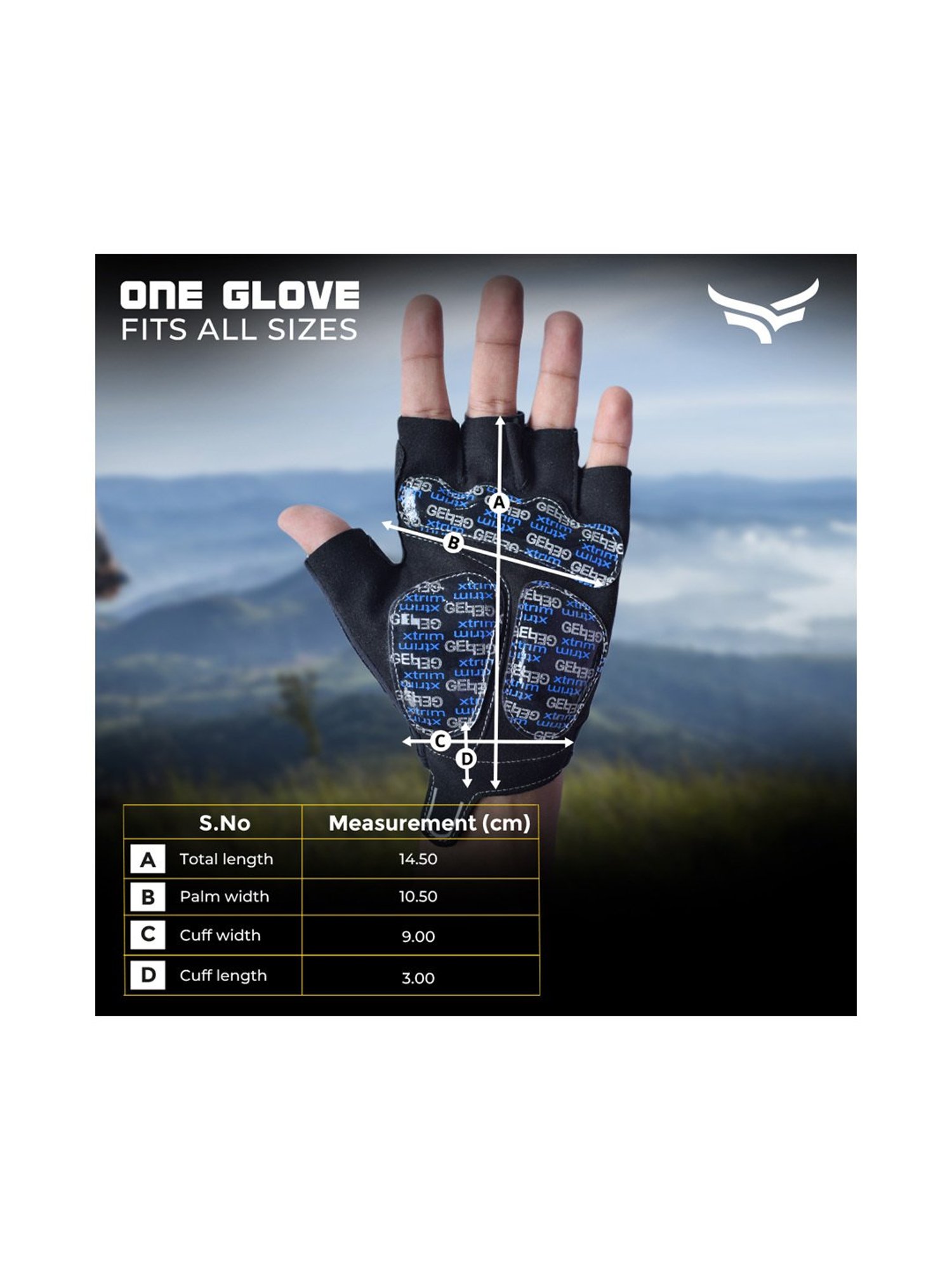 Protoner Gym Gloves with Padded Palm and Wrist Support (Black)