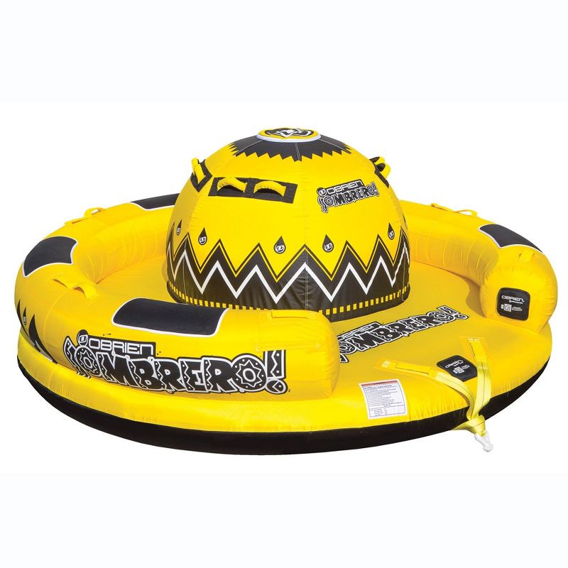 OBrien Inflatable 4 Person Sombrero Towable Boat Lake Water Raft Tube, Yellow