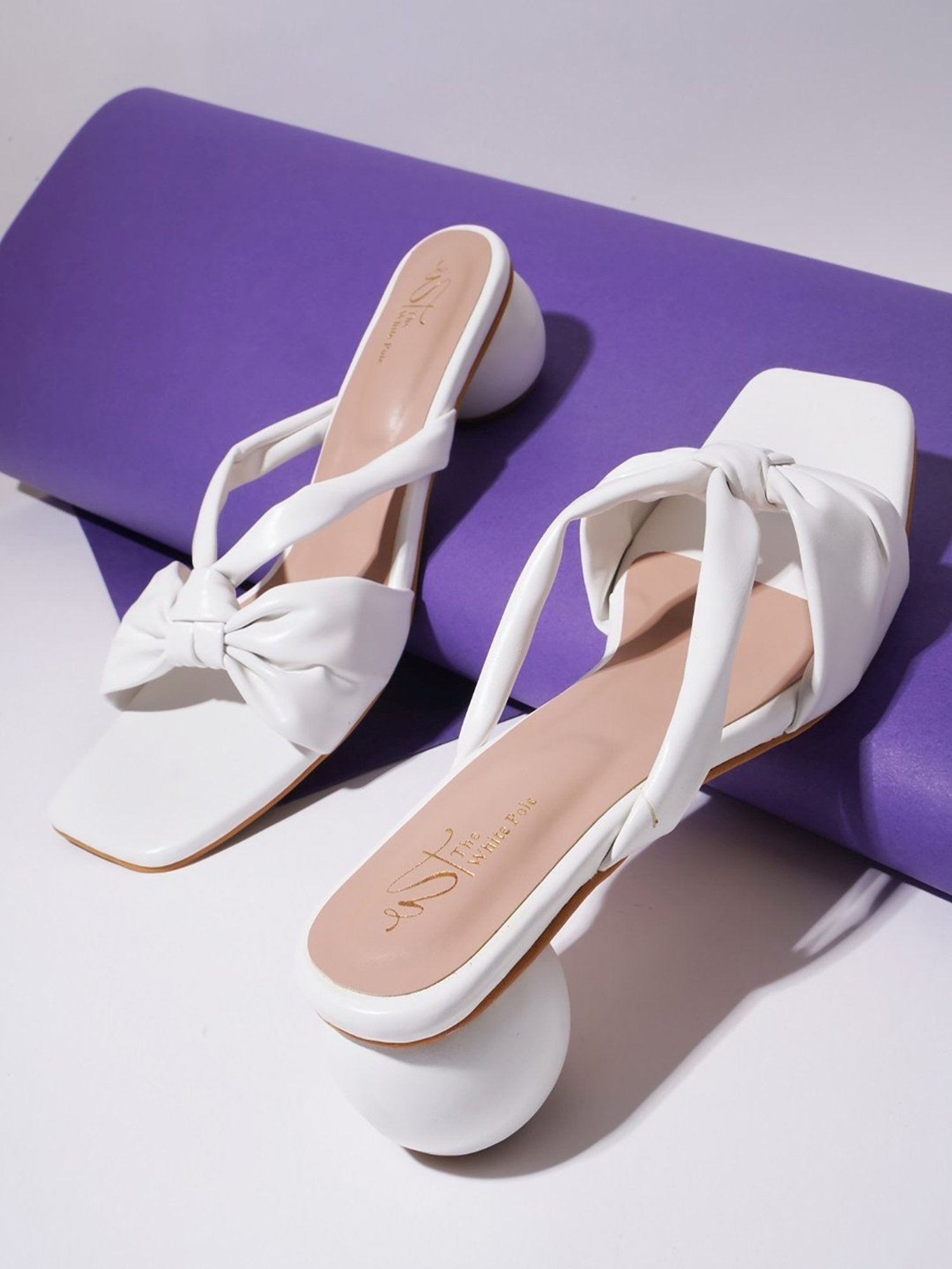 The White Pole Women's White Casual Sandals