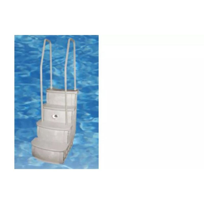 Main Access 200601T 26 Inch Wide iStep Above Ground Swimming Pool Step Ladder No Swim Zone and Flow Through Step Entry System, Taupe