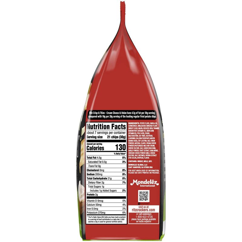 Ritz Crisp & Thins Cream Cheese & Onion Potato And Wheat Chips - 7.1oz