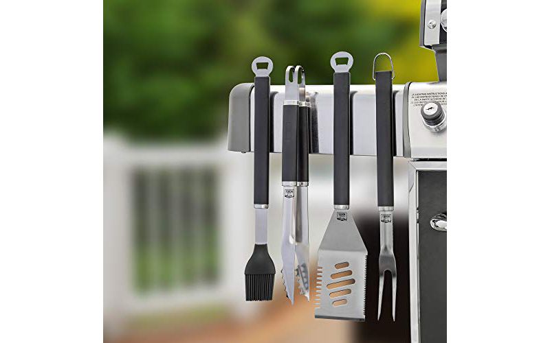 Yukon Glory Magnetic BBQ Grilling Tools Set, Extra Heavy Duty Stainless Steel with Powerful Embedded Magnets Allows Convenient Placement.