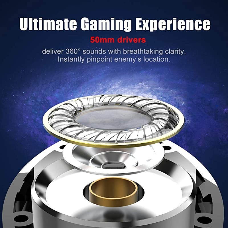 J1 Gaming Headset for PS4PC Xbox One ControllerNoise Cancelling Over Ear Headphones with Mic LED Light Bass Surround Soft Memory Earmuffs for Laptop Mac Nintendo Switch GamesBlue