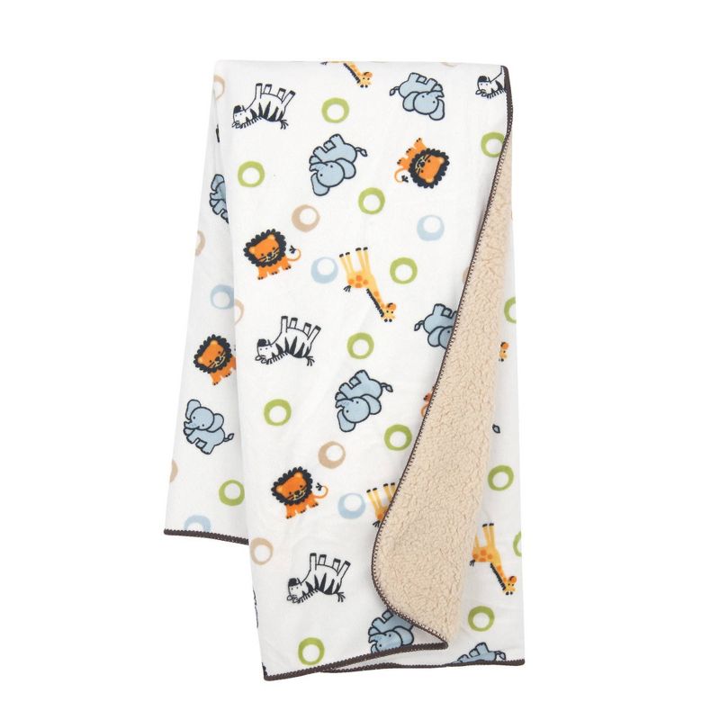 Lambs & Ivy Velour Sherpa Blanket - Jungle Buddies