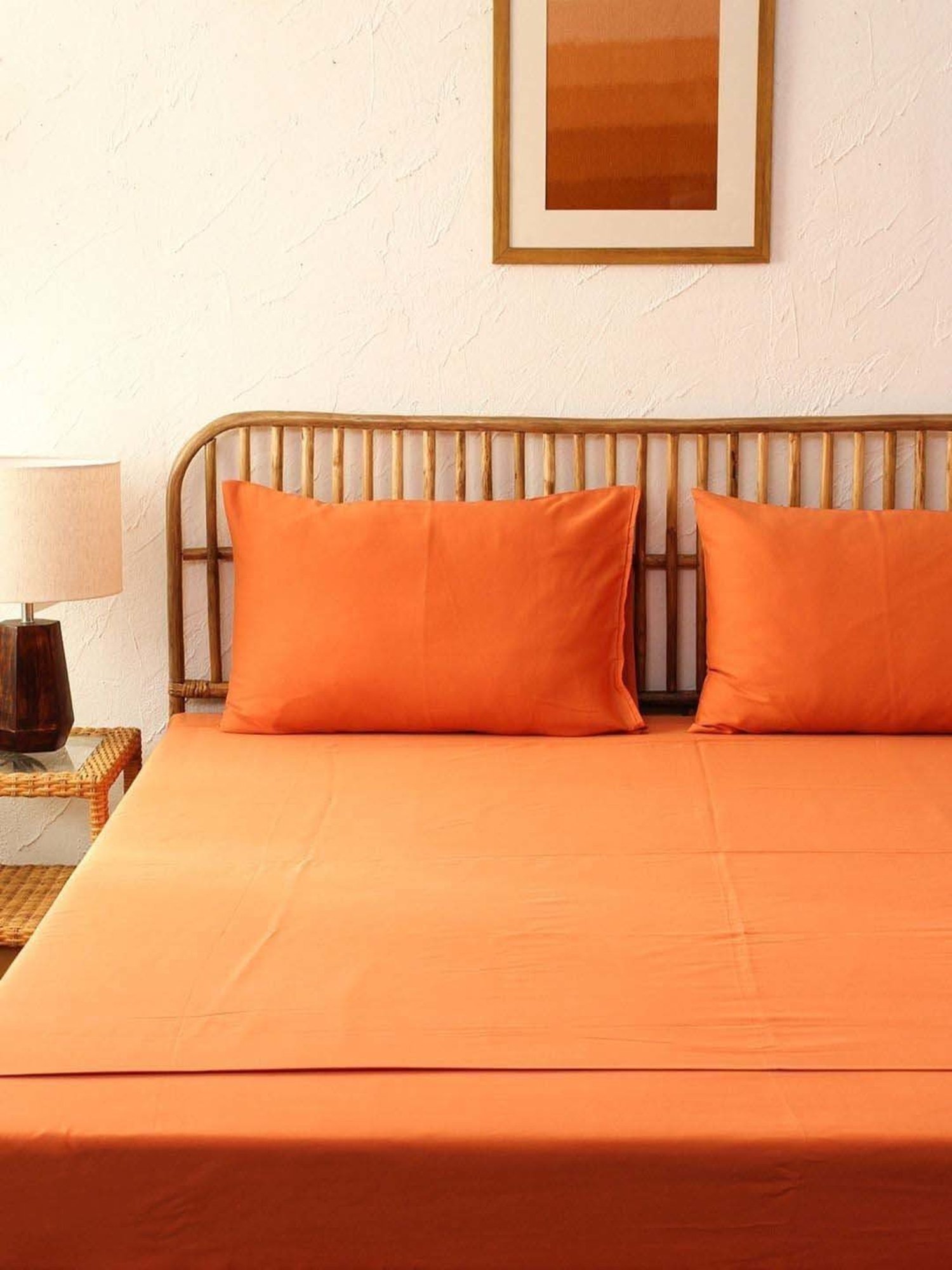 House This Piyambu Rust Cotton 180 TC Double Bedsheet with 2 Pillow Covers