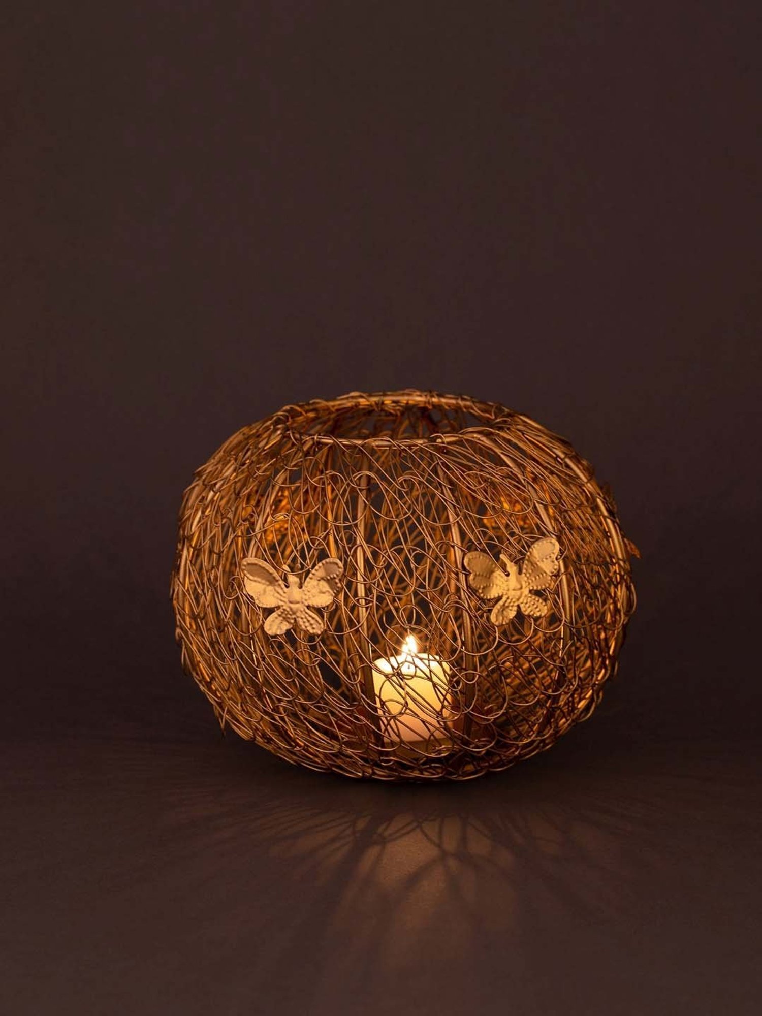 Aapno Rajasthan Gold Tealight Holders - Set of 2