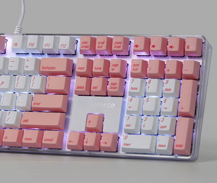 Qisan Magicforce N-key Rollover  Mechanical Keyboard Gaming Keyboard Cherry MX Brown  100% Full Size 108 Keys with White Backlight Case,PBT Keycaps