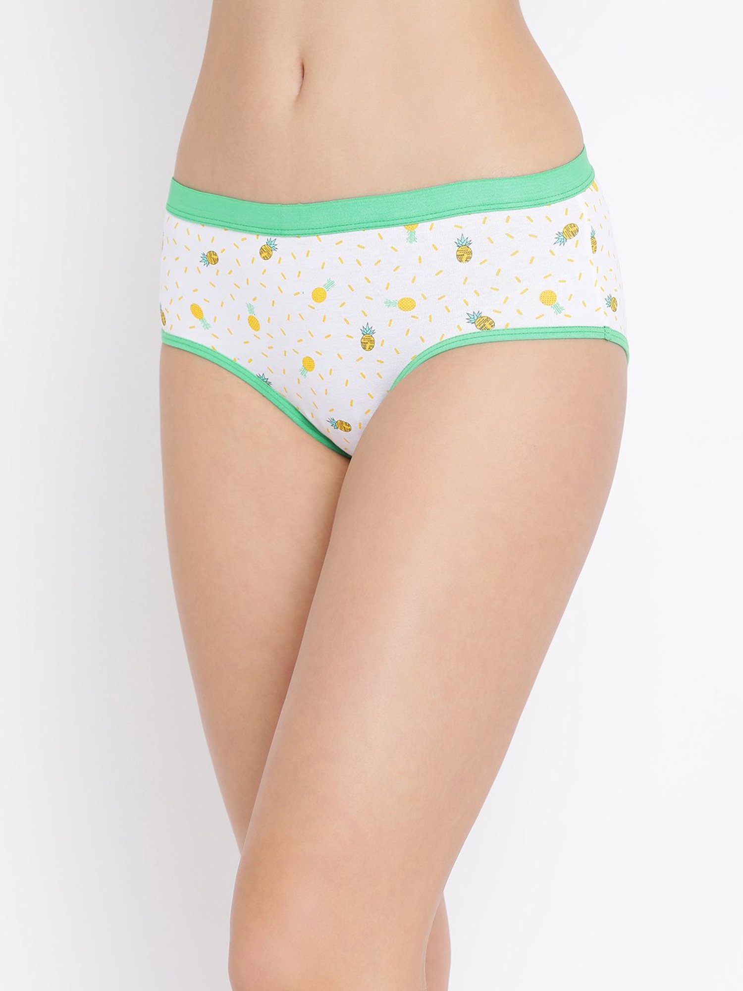 Clovia White Printed Hipster Panty