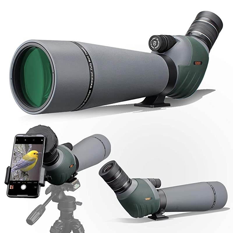 20-60x80 Dual Focusing ED Spotting Scope - Ultra High Definition Optics Scope with Carrying Case and Smartphone Adapter  Shooting Hunting Bird Watching Wildlife Astronomy Scenery