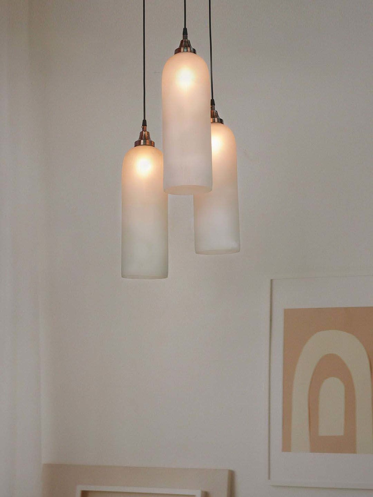 FOS LIGHTING White & Silver Glass 3-In-1 Double Light Walll Sconce