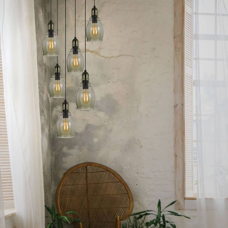 6" x 6" Accera Rippled Smokey Glass Pendant - Cal Lighting